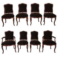 Vintage Set of Eight Louis XV Style Dining Chairs