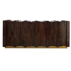 Four Door Walnut Wood and Brass Nazca Sideboard by Brabbu from Europe