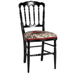 Unique Chair by Gucci, Hand Embroidered Snake on Black Herbarium Fabric