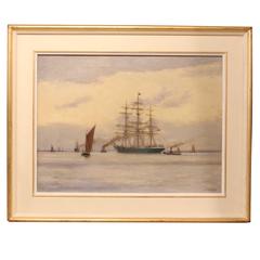 Antique "In the Days of the Wool Fleet" Oil Painting by Richard Howard Penton