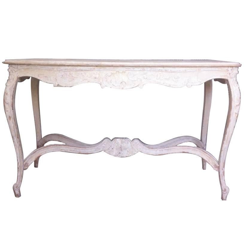 19th Century French Table in original paint with Rococo style Shell Carving For Sale