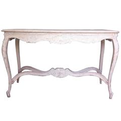 19th Century French Table in original paint with Rococo style Shell Carving