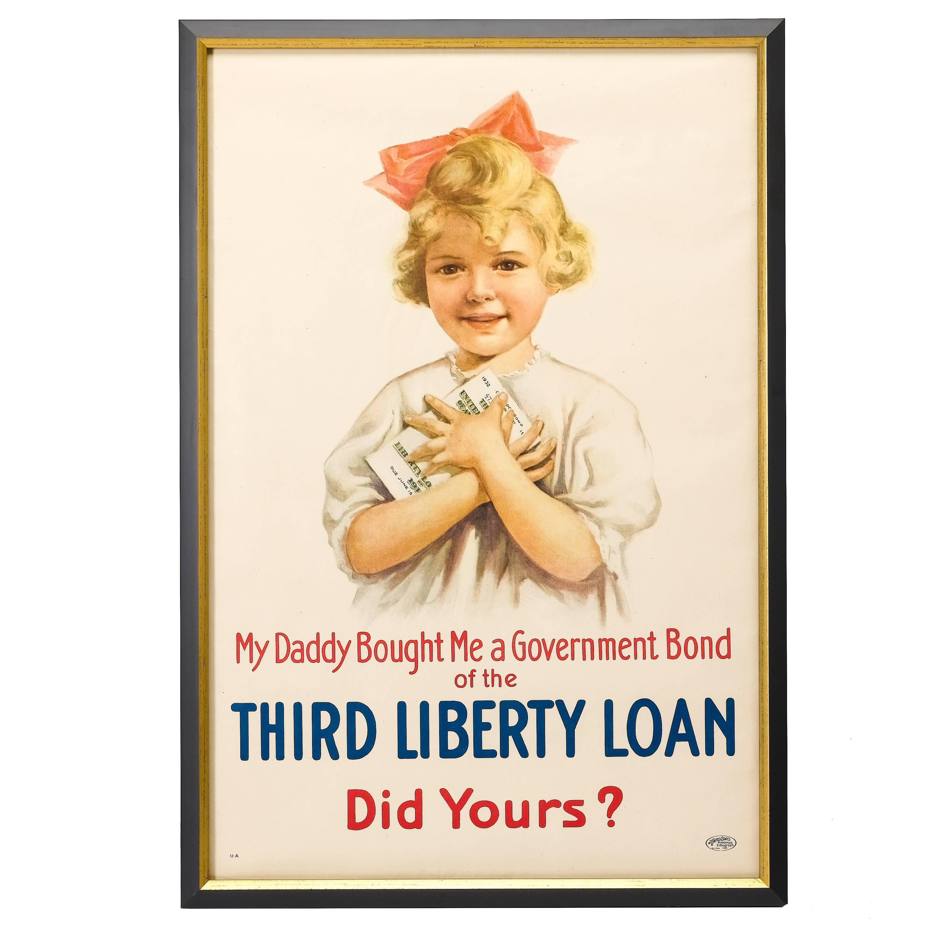 World War I Vintage Patriotic Poster, "My Daddy" Third Liberty Loan, circa 1917