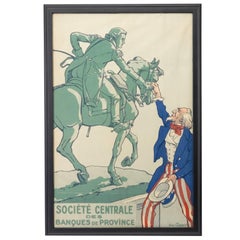 WWI Antique Poster by Courboin, "Société Centrale Des Banques De Province" 1918