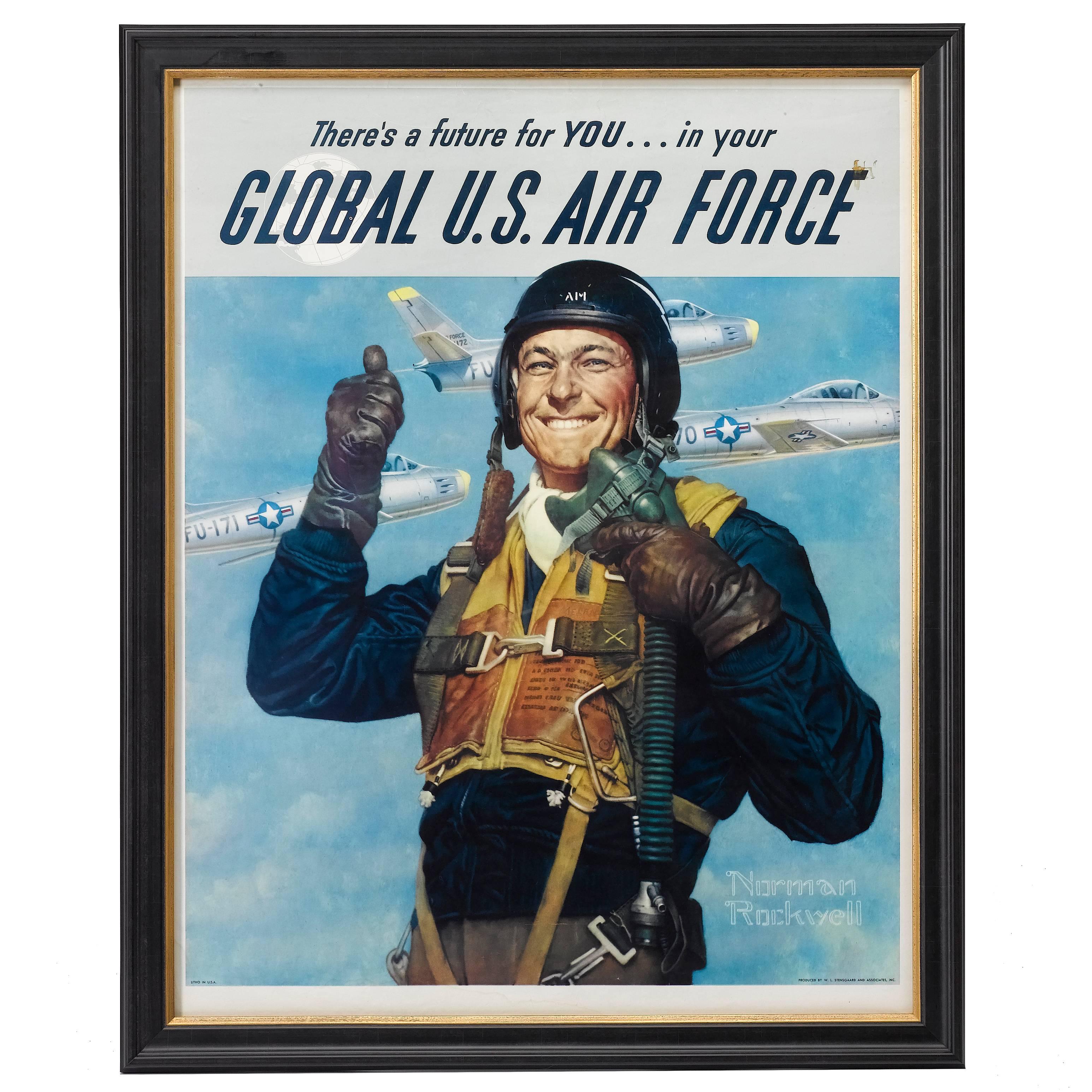 "Global U.S. Air Force" Korean War Poster by Norman Rockwell, circa 1950