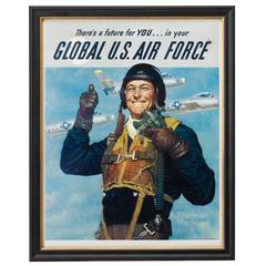 Vintage "Global U.S. Air Force" Korean War Poster by Norman Rockwell, circa 1950