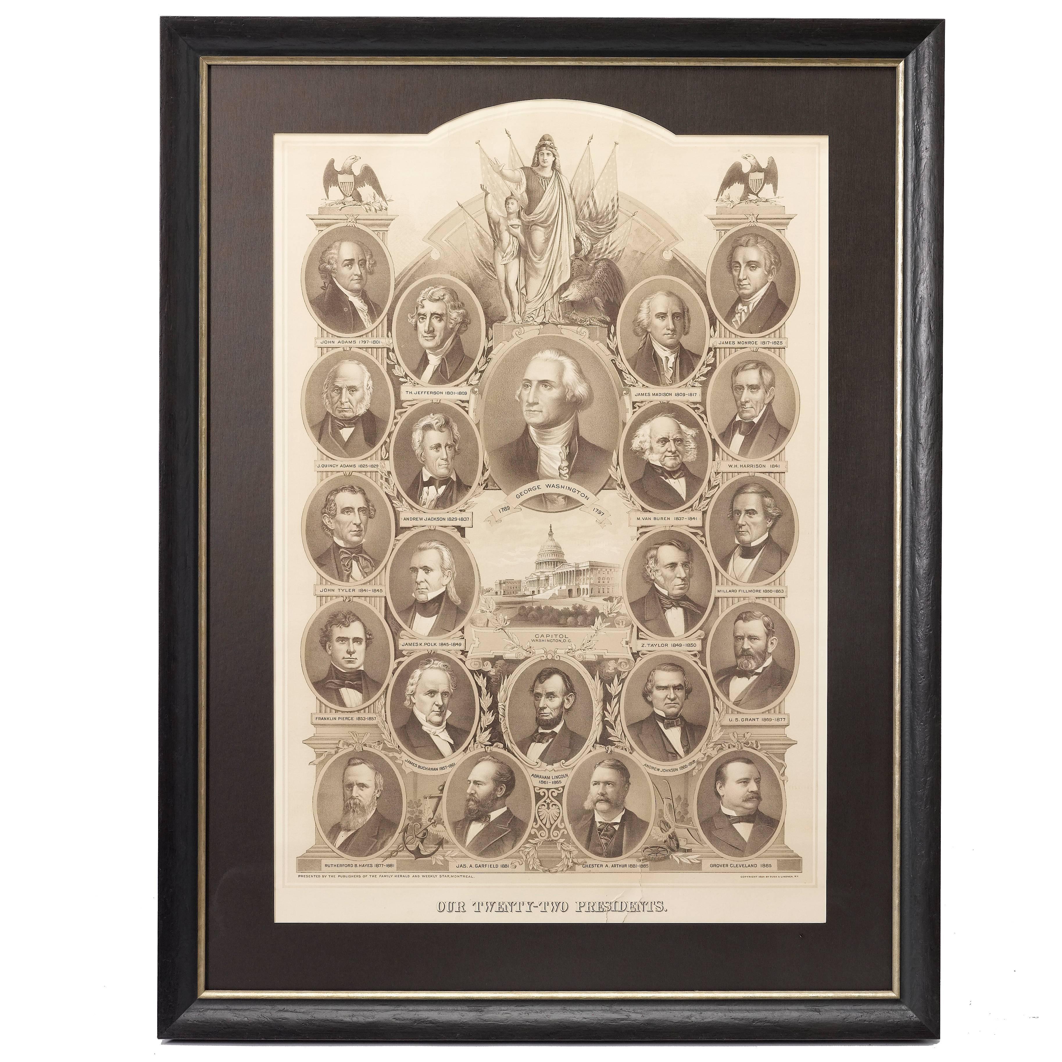 "Our Twenty-Two Presidents" Print, circa 1884