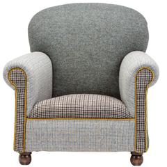 The Eclectic Victorian Club Chair in a Cocktail of Harris Tweed with Cushions