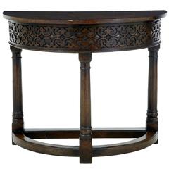 19th Century Oak Demilune Side Table