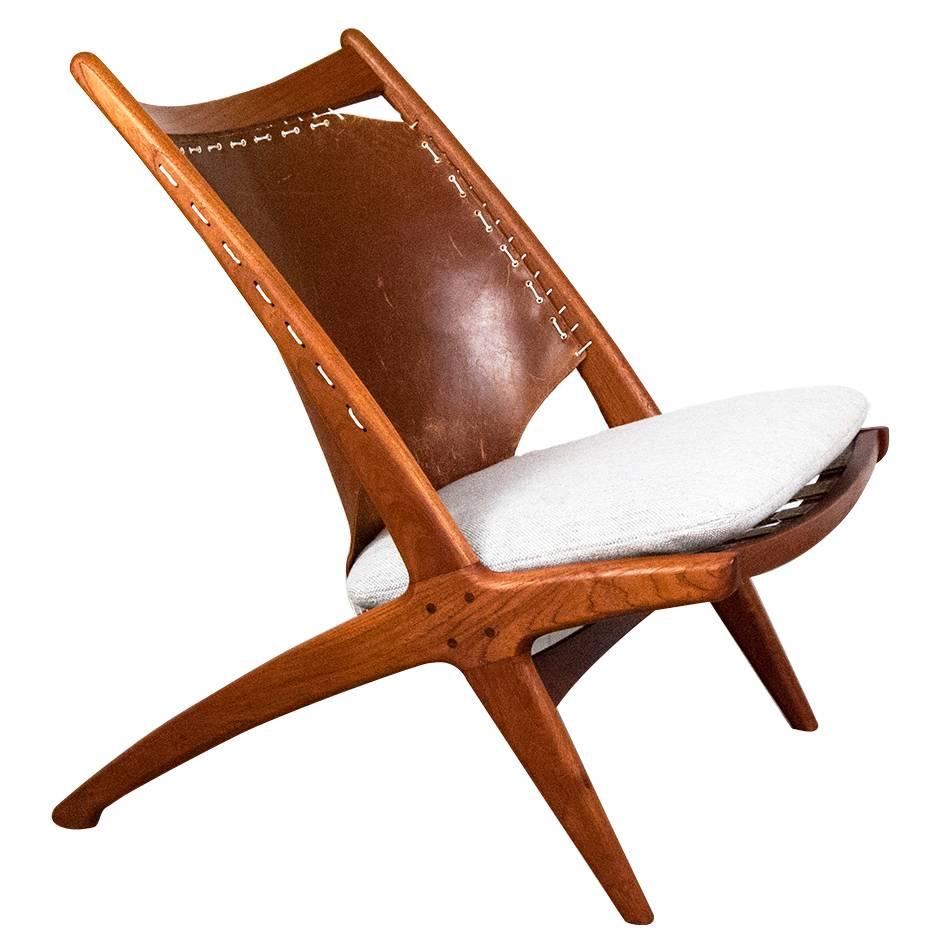 Fredrik Kayser Norwegian 'Cross' Teak Lounge Chair, 1950s