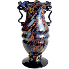 Fratelli Toso Murano Color Spots Italian Art Glass Carnival Vase 6
