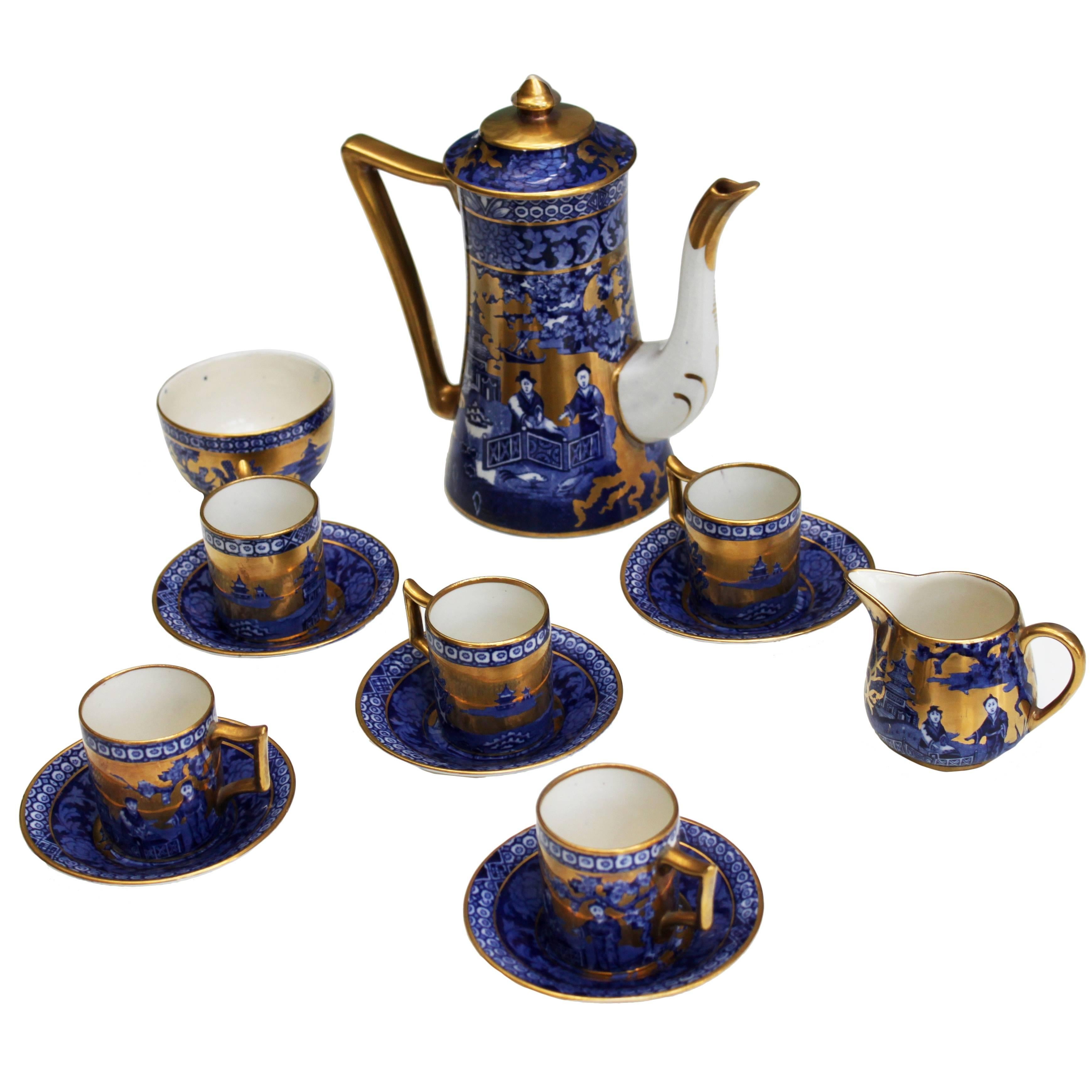 Complete Vintage English Coffee Set for Five, Immaculate Conditions For Sale