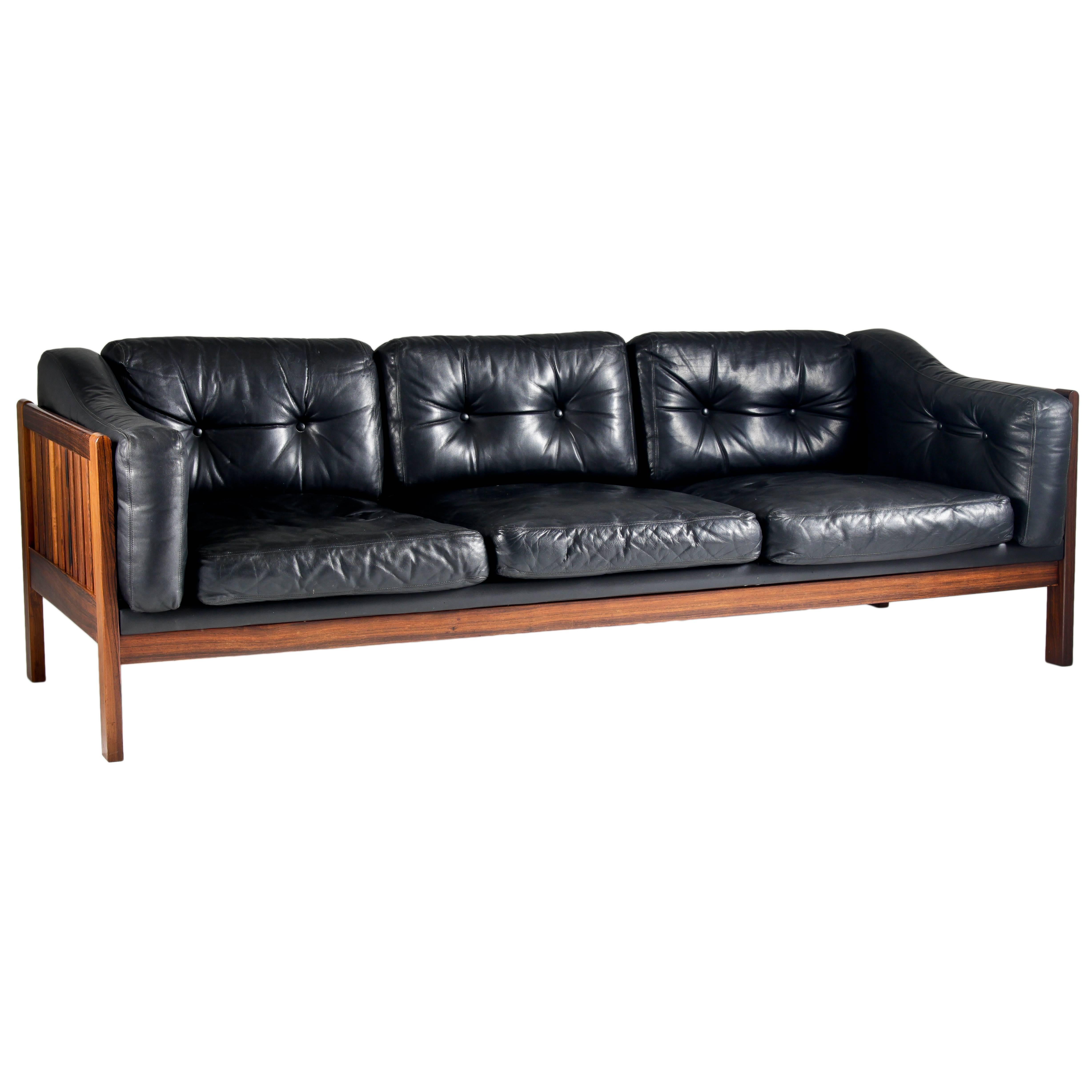 Rosewood and Leather Sofa "Monte Carlo" 1965