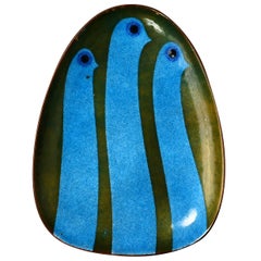 Rare Miguel Pineda Enamel on Copper Oval Dish Mexican Modernism