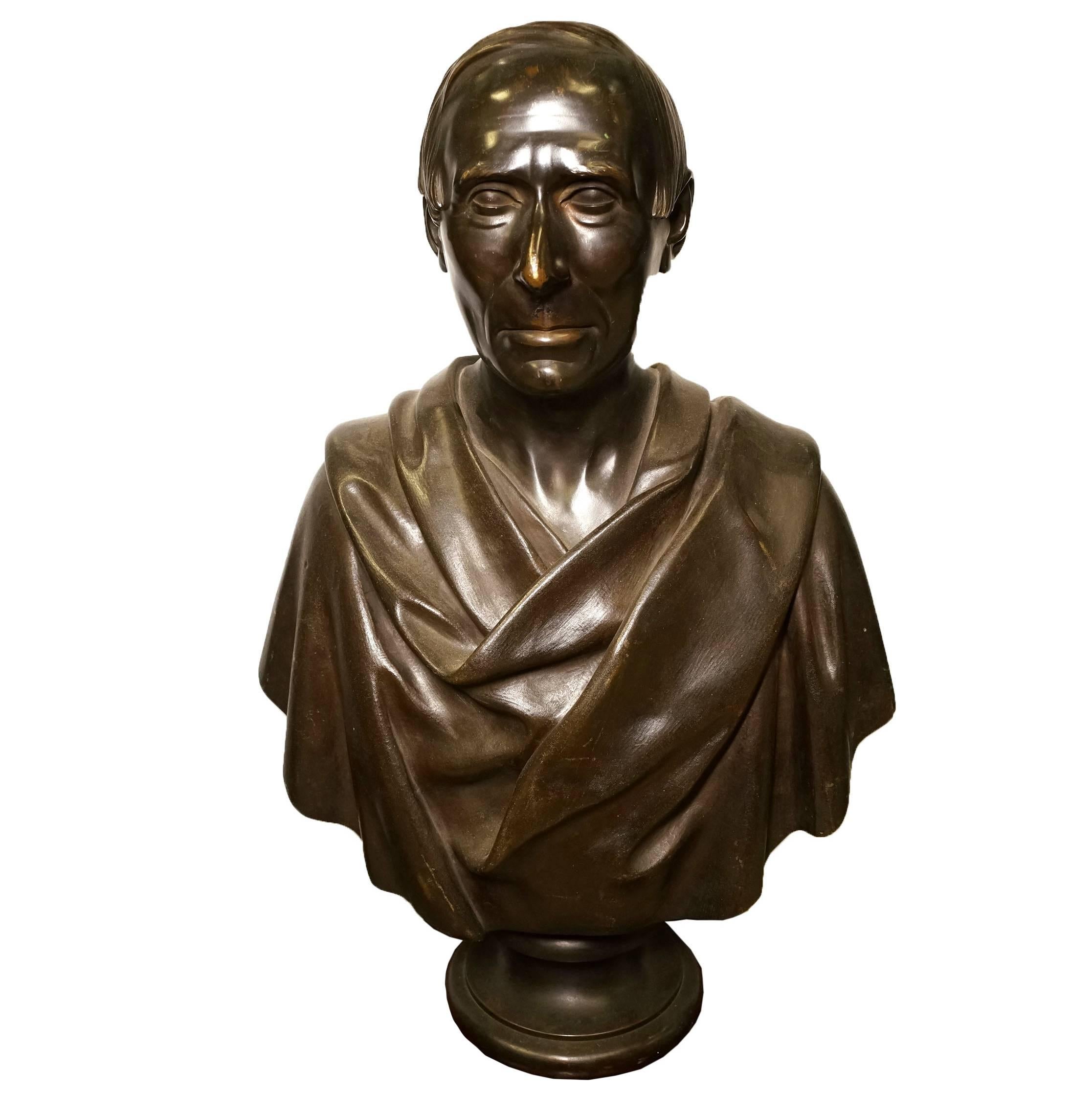 Fine Patinated Bronze Bust of a Roman or Greek Nobleman
