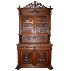 Antique Belgium Carved Buffet with Lion Crest