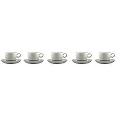 Vintage Stig Lindberg, Gustavsberg, Five Sets of "Darts" Coffee Cups