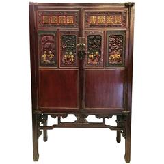 Antique Chinese Butterfly Cabinet with Mother-of-Pearl