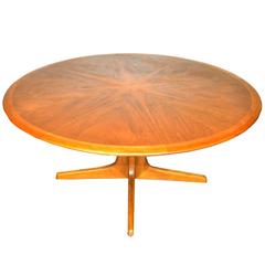 Large Mid-Century Wooden Coffee Table with Wooden Inlay