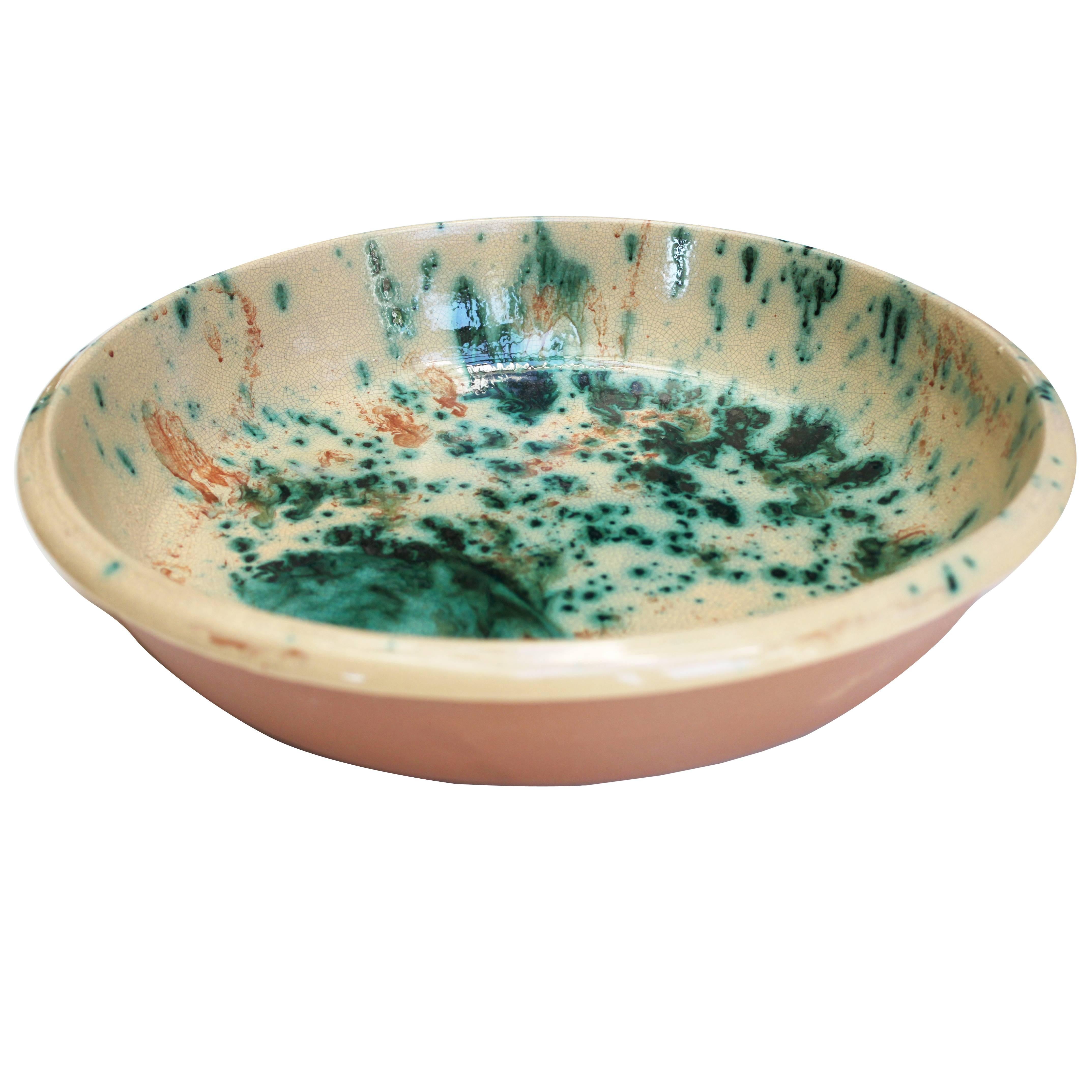 One of a Kind Serving Ceramic Bowl, Hand-Painted For Sale