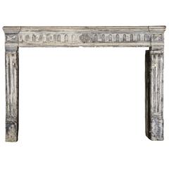 18th Century Country Original Antique Fireplace Mantel in Limestone 11