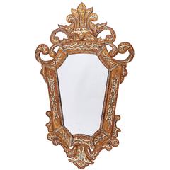 Italian Verre Églomisé Frame Shield Shaped Venetian Mirror, circa 1930