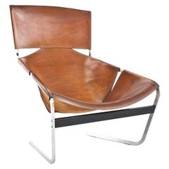 F444 Pierre Paulin Saddle Leather Lounge Chair for Artifort, Original 1969