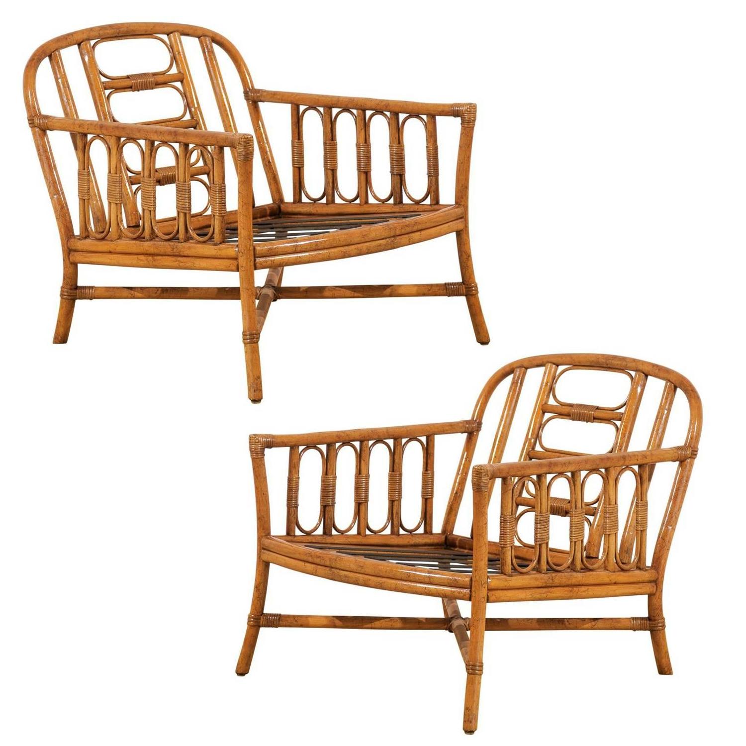 Lovely Pair of Vintage Loungers by Ficks Reed For Sale at 1stdibs