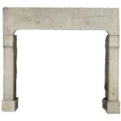 17th Century Limestone Antique Fireplace Mantel for Louis XIV Period