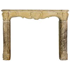 18th Century Country Original Antique Fireplace Mantel in Limestone 5
