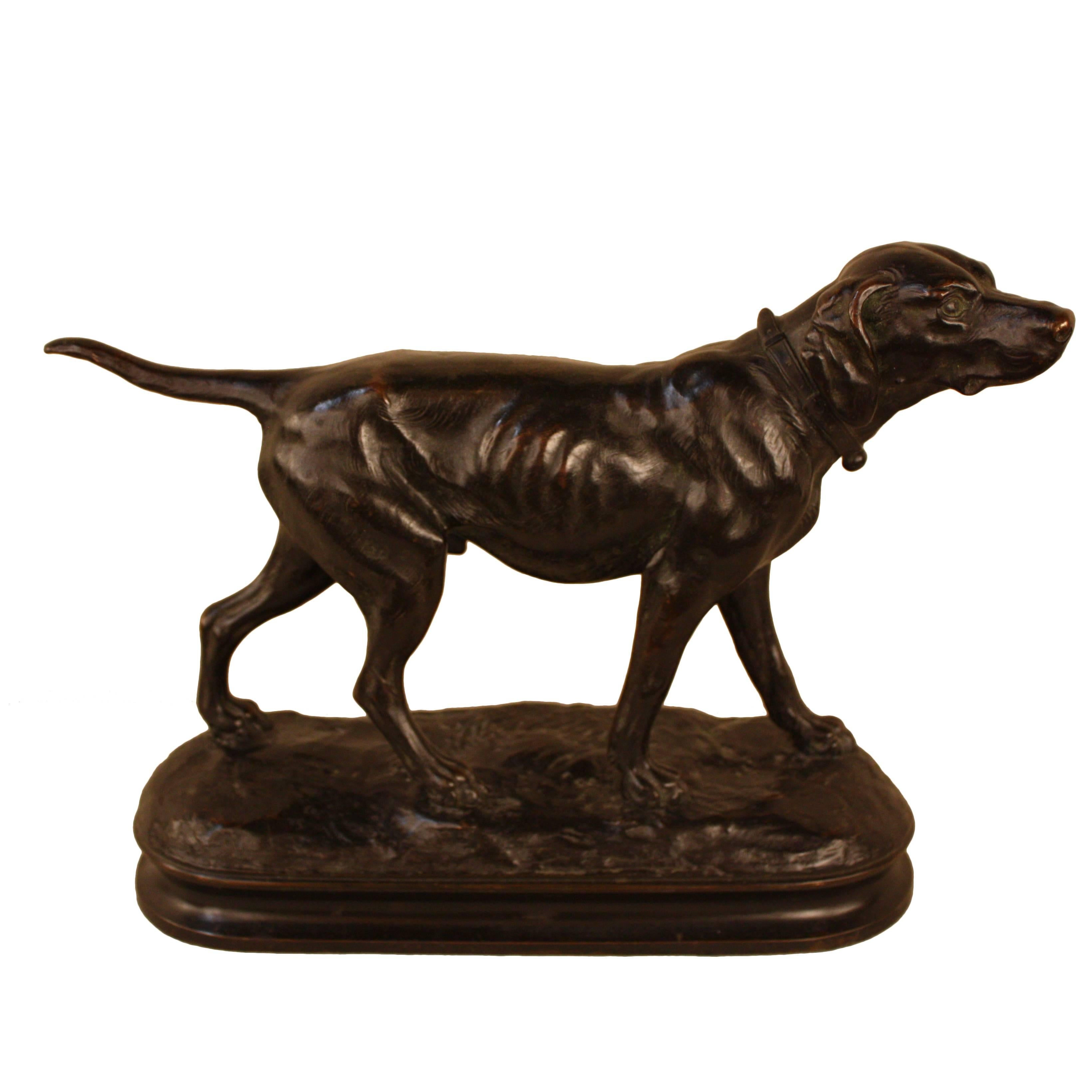 Bronze Sculpture of Hunting Dog by Alphonse Arson