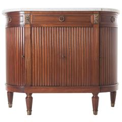French 19th Century Mahogany Demilune Buffet with Marble Top