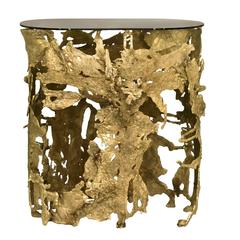 Cast Brass and Smoked Glass Organic Oval Console from Europe by Brabbu