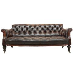 Antique Buttoned Leather Sofa, circa 1880