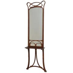 Miroir et console en bois courbé Thonet