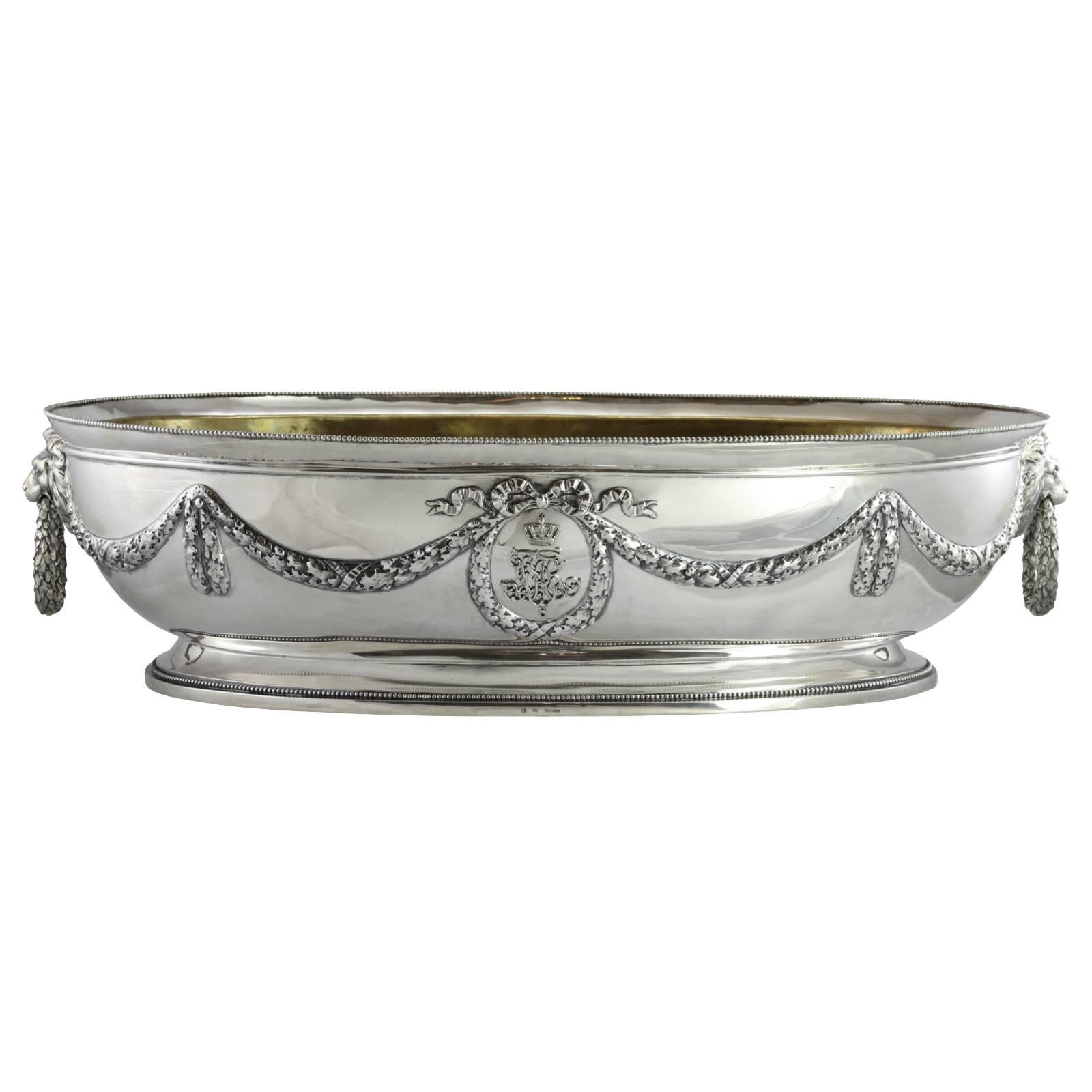 Early 20th Century German Continental Silver Presentation Wine Cooler For Sale