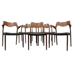 Set of Eight Teak Dining Chairs by Niels Moller Model 71, circa 1960