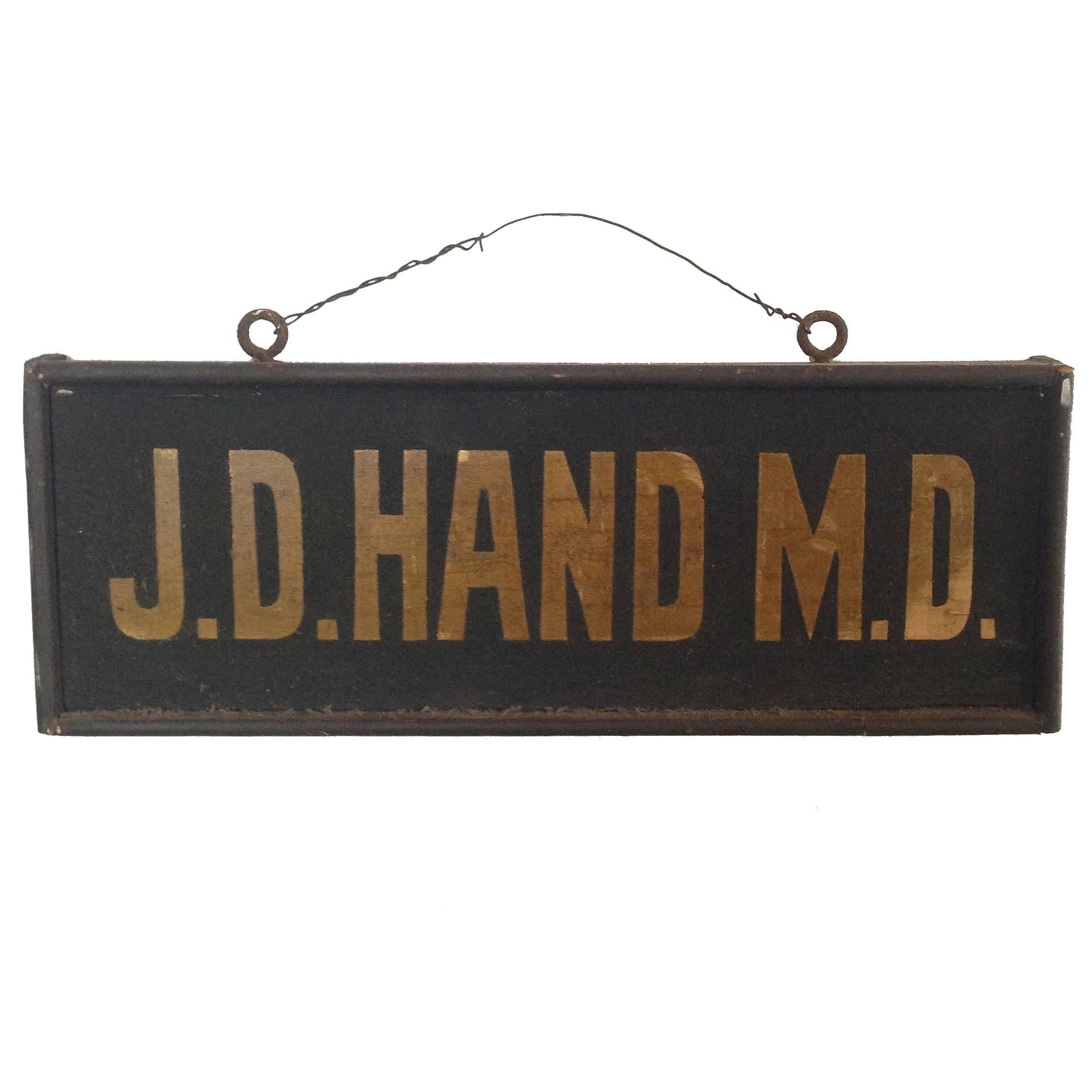 Antique Smalt and Gold Leaf Doctor Trade Sign For Sale