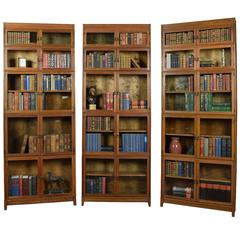 Three Large Oak Sectional Bookcase by E.S.A London