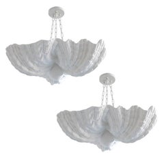 2 French Plaster Shell Chandeliers /Pendants by Jean Charles Moreux, 1930