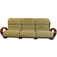 Exotic Burl Wood and Stainless Steel Sofa by Pace Furniture