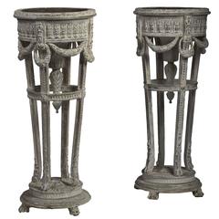 Pair of Louis XVI Painted Wood Jardinière Stands 10