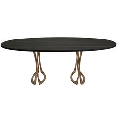 Dining Table with Bronze Legs and Marsh Oak Top by Anasthasia Millot