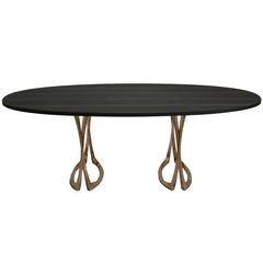 Dining Table with Bronze Legs and Marsh Oak Top by Anasthasia Millot 7