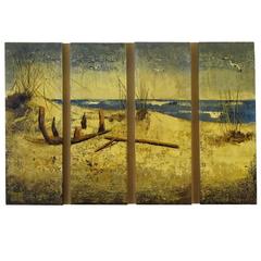 Four-Panel 3-D Beach Scene by Lawrence Harris