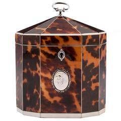 Antique Decagonal Tortoiseshell Tea Caddy