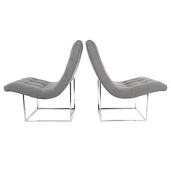 Pair of 1970s Chrome Scoop Chairs by Milo Baughman for Thayer Coggin