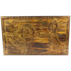 Large Acid-Etched and Oxidized Brass Panel by Bernhard Rohne, 1970s 9