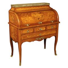 20th Century Roller Bureau Inlaid with Marble Top