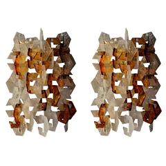 Stunning Pair of Glass Sconces by Carlo Nason for Mazzega, Italy, 1960s 